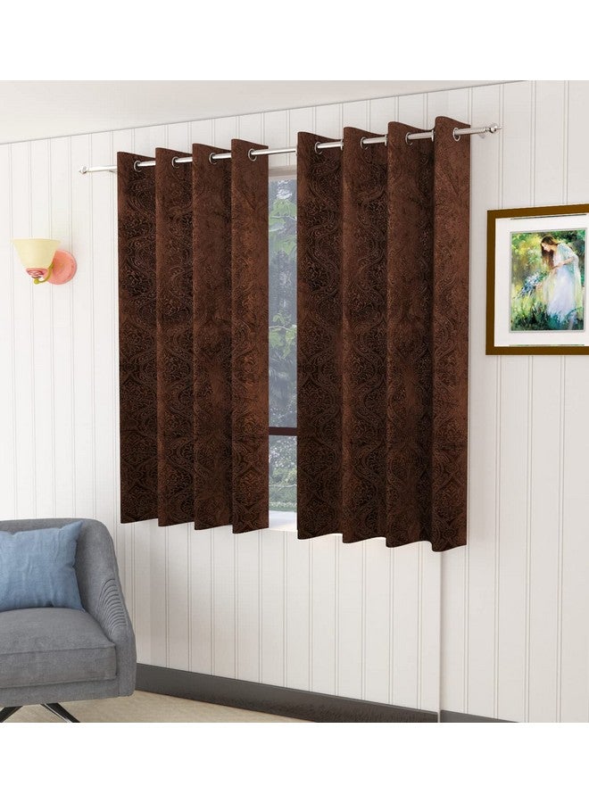 هومفاب إنديا ستائر نافذة مخملية مكونة من قطعتين من Homefab India - 5 أقدام، بني - Image 2