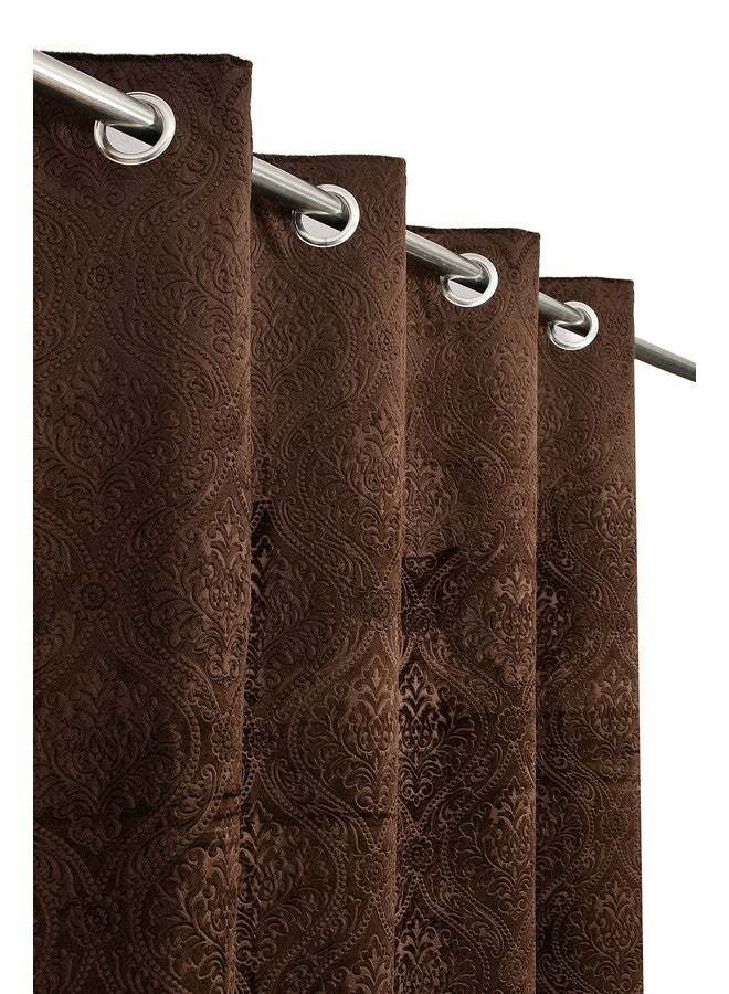 هومفاب إنديا ستائر نافذة مخملية مكونة من قطعتين من Homefab India - 5 أقدام، بني - Image 1