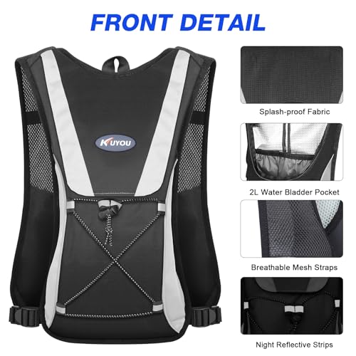 KUYOU Hydration Pack,Water Backpack with 2L Water Bladder Perfect for Running Cycling Hiking Climbing Pouch - Image 2