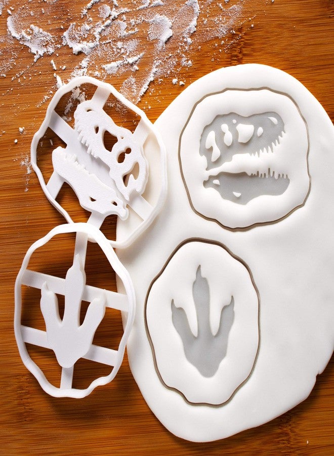 Bakerlogy مجموعة من قطعتين لتقطيع البسكويت على شكل أثر قدم ديناصور تي-ريكس وجمجمة متحجرة - بيكرلوجي - Image 2