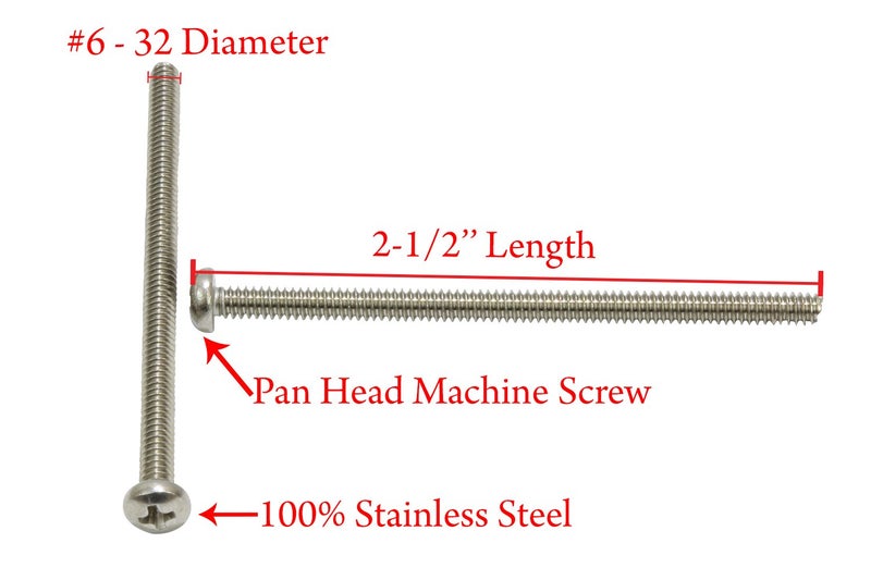Bolt Dropper No. 10-24 x 3" Stainless Pan Head Phillips Machine Screw, (25 pc), 18-8 (304) Stainless Steel Machine Screws, UNC Full Thread, Plain Finish by - Image 2