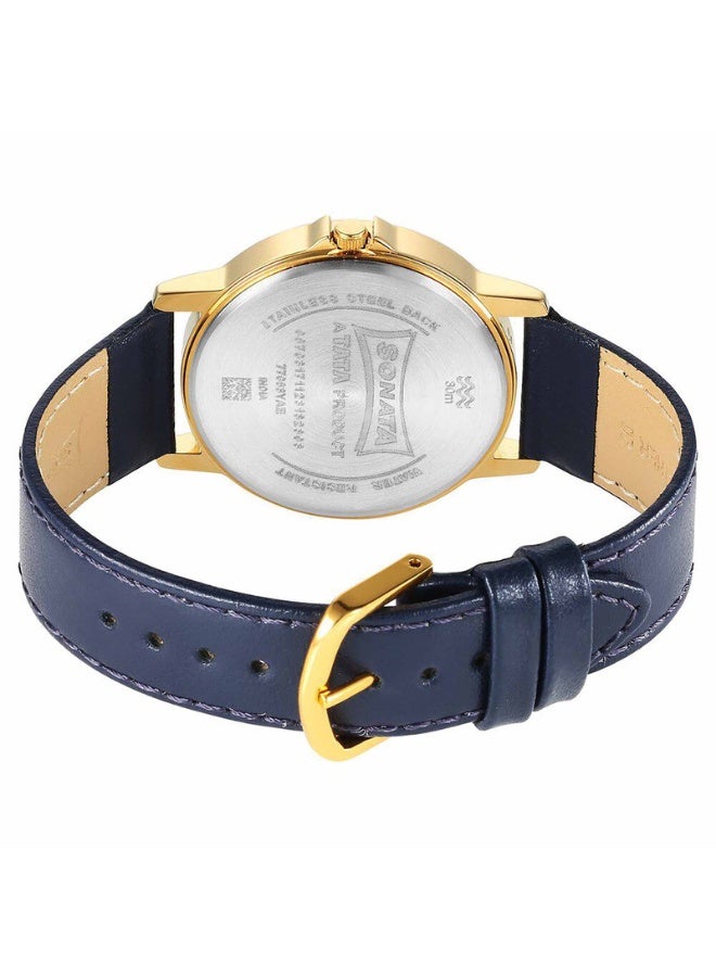 سوناتا Traditional Essentials Quartz Analog Champagne Dial Leather Strap Watch for Men - Image 4