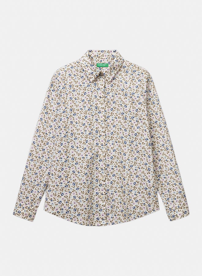 Benetton Women Patterned shirt in lightweight cotton - Image 3