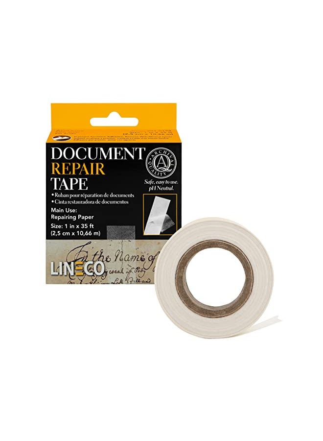Lineco Lineco Self-Adhesive Document Repair Tape, 1" by 35', Transparent 1"X35' - Image 1