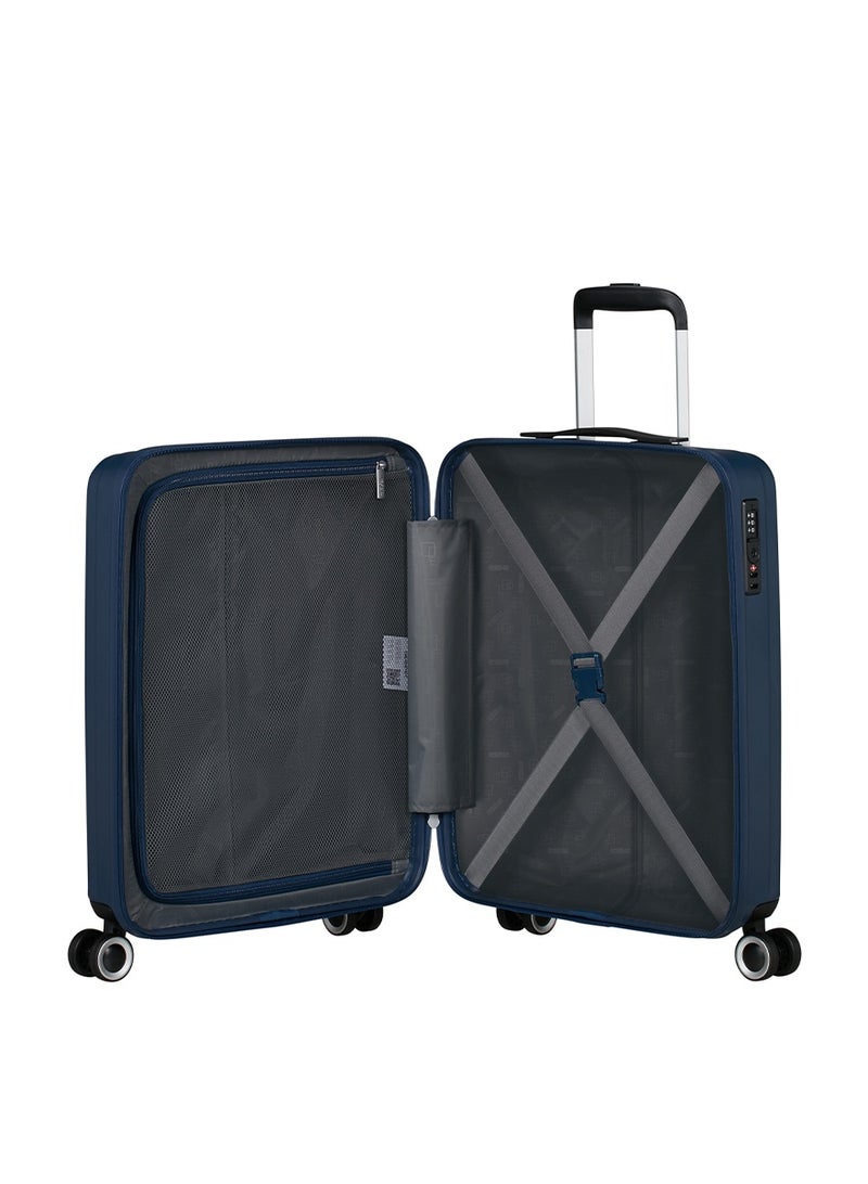 AMERICAN TOURISTER Aerojoy Suitcase, Cabin Size 55 cm / 20 inch, 4 Wheels, Hard Top, ABS, Dark Blue|TSA Lock|Inner Mesh Zippered Divider|Cross Ribbons|Lightweight - 3 Years International Warranty - Image 5