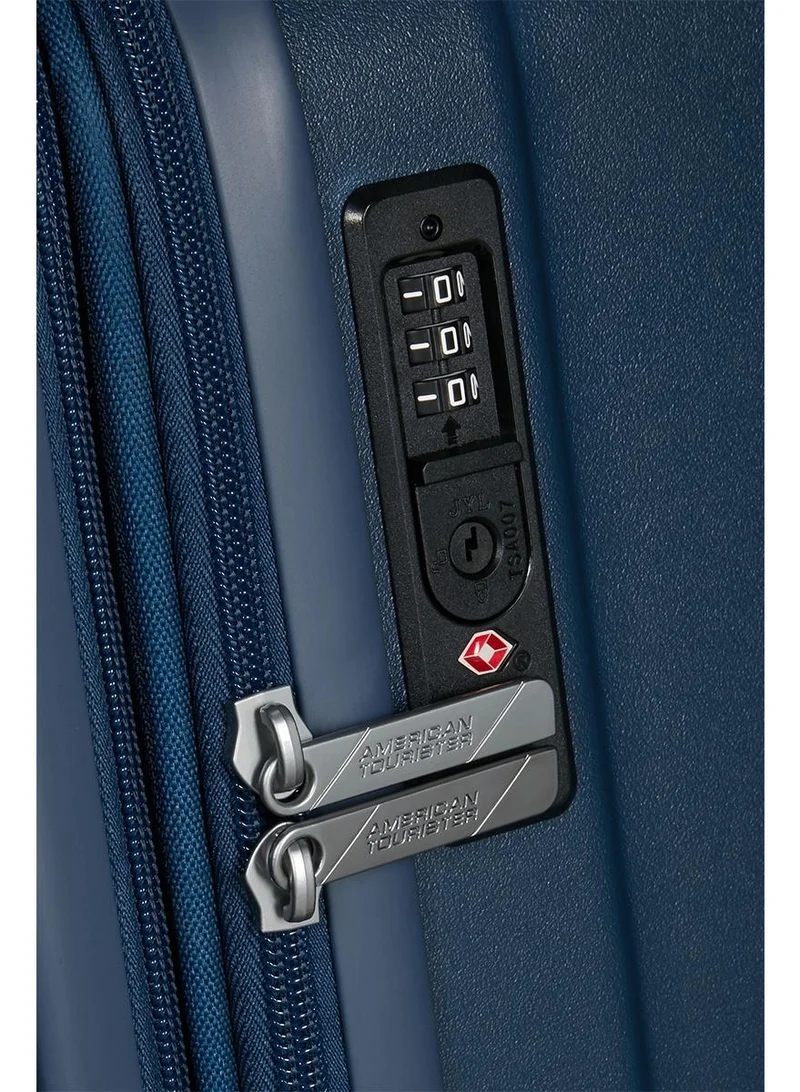 AMERICAN TOURISTER 55 cm / 20 inch Aerojoy Suitcase, Cabin Size 55 cm / 20 inch, 4 Wheels, Hard Top, ABS, Dark Blue|TSA Lock|Inner Mesh Zippered Divider|Cross Ribbons|Lightweight - 3 Years International Warranty  | Best Price UAE