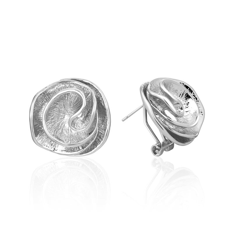 Mytys Two Tone Earrings for Women Crossover Half Hoop Statement Earring Designer Stud Earrings (flower) - Image 1