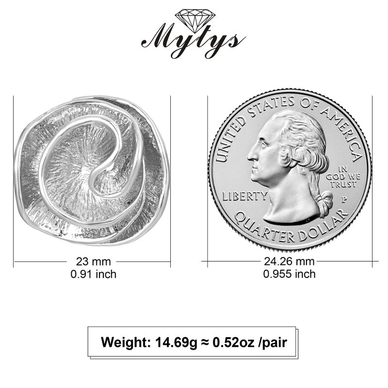 Mytys Two Tone Earrings for Women Crossover Half Hoop Statement Earring Designer Stud Earrings (flower) - Image 4