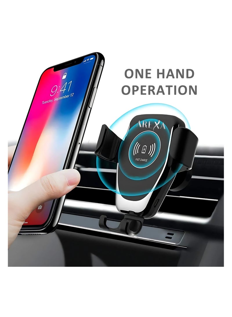 أريكسا حامل هاتف للسيارة من AREXA، [دوران 360 درجة لفتحة التهوية]، [فتح بزر واحد]، حامل هاتف محمول بخطاف معدني قوي، مناسب لهاتف iPhone 16/15/14/13، وSamsung S25/24/23، وملحقات الهواتف الذكية 4.7-7.2 بوصة - Image 2