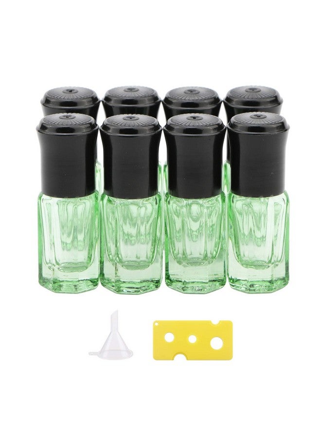 NewZoll Essential Oil Roller Bottles 8Pcs 3Ml Rollon Bottles With Opener Funnel Mini Glass Massage Roller Bottles Roll On Vials For Perfume Lip Balms Aromatherapy Light Green  - Image 1