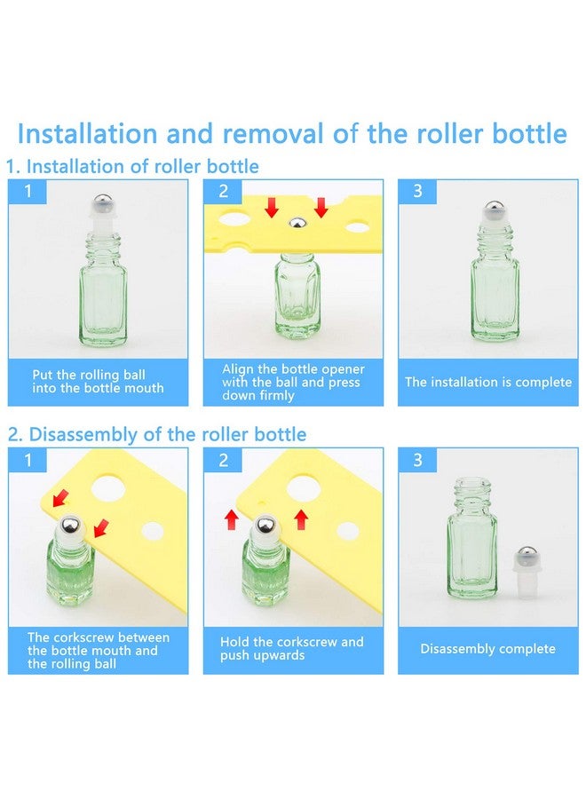 NewZoll Essential Oil Roller Bottles 8Pcs 3Ml Rollon Bottles With Opener Funnel Mini Glass Massage Roller Bottles Roll On Vials For Perfume Lip Balms Aromatherapy Light Green  - Image 5