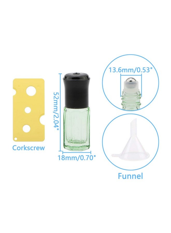 NewZoll Essential Oil Roller Bottles 8Pcs 3Ml Rollon Bottles With Opener Funnel Mini Glass Massage Roller Bottles Roll On Vials For Perfume Lip Balms Aromatherapy Light Green  - Image 2