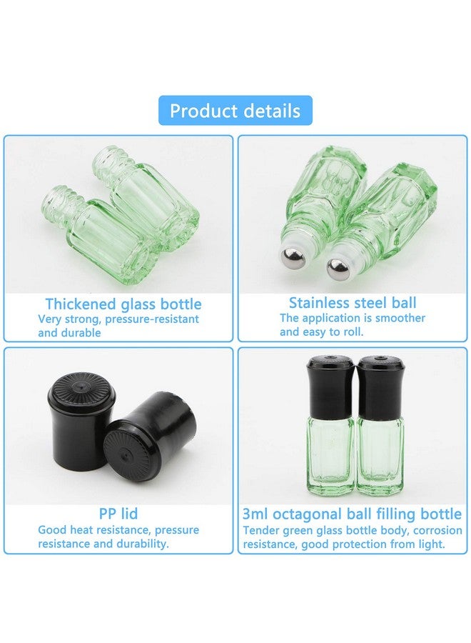 NewZoll Essential Oil Roller Bottles 8Pcs 3Ml Rollon Bottles With Opener Funnel Mini Glass Massage Roller Bottles Roll On Vials For Perfume Lip Balms Aromatherapy Light Green  - Image 3