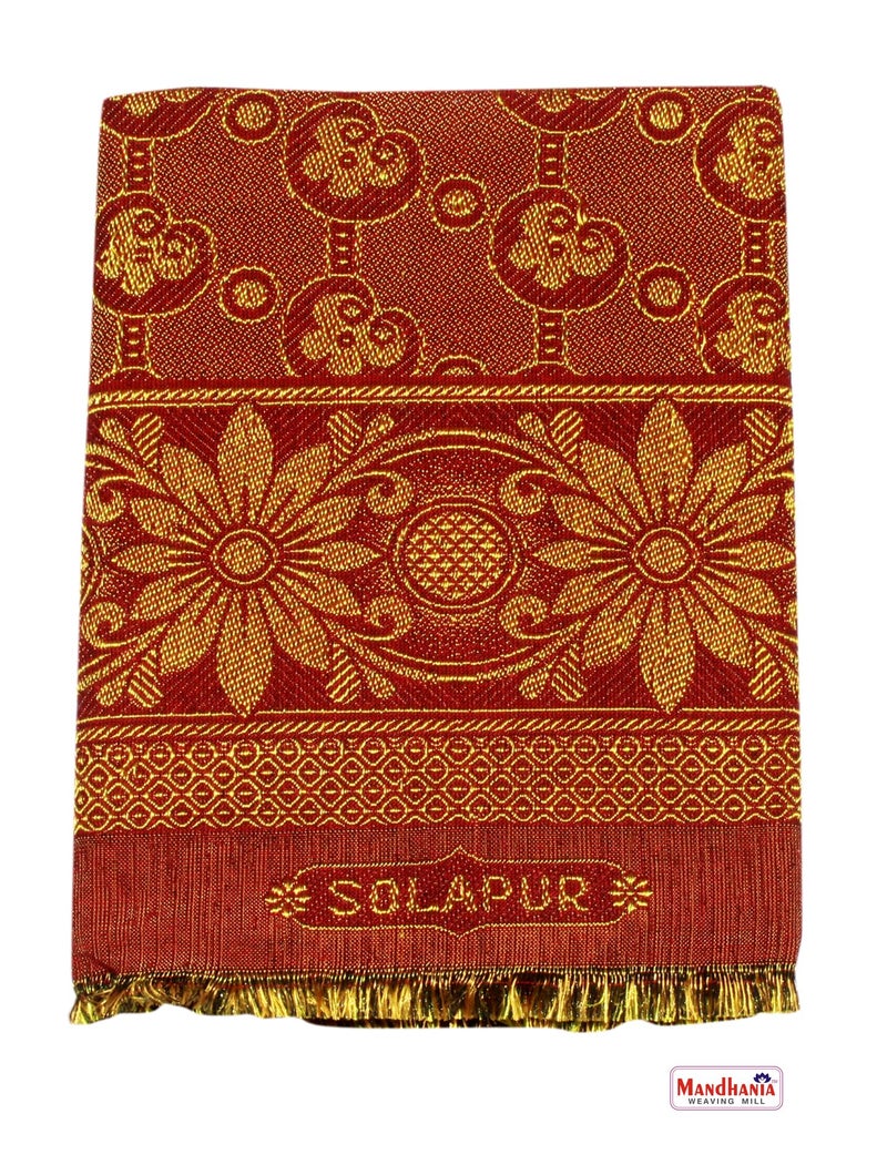 Mandhania Dollar Solapur Authentic Designed Cotton Daily Use Bed Chaddar Blanket, Maroon & Purple, Single Size - Pack of 2 - Image 3