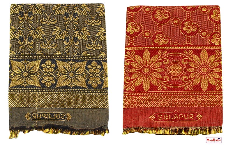 Mandhania Dollar Solapur Authentic Designed Cotton Daily Use Bed Chaddar Blanket, Maroon & Purple, Single Size - Pack of 2 - Image 1