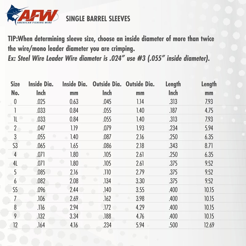 AFW American Fishing Wire Single Barrel Crimp Sleeves, Size #4/.071", Nickel, 1,000 pc - Image 4