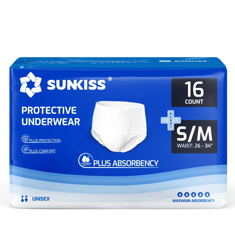 SUNKISS TrustPlus Unisex Incontinence Disposable Underwear Heavy Absorbency Barrier Leak Protection Odor Control 16 Count SmallMedium - Image 3