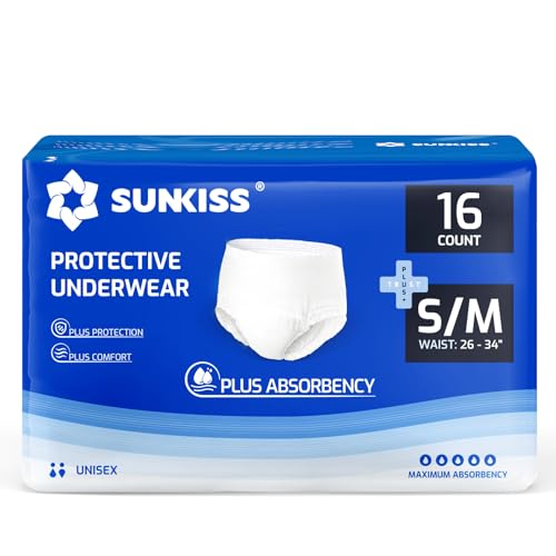 SUNKISS TrustPlus Unisex Incontinence Disposable Underwear Heavy Absorbency Barrier Leak Protection Odor Control 16 Count SmallMedium - Image 2