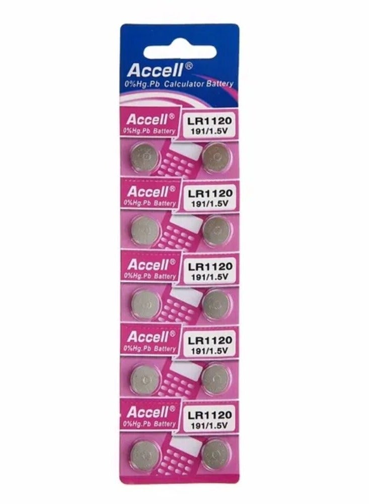 10-Pieces Accell AG8 LR1120 (191) Alkaline 1.5V Batteries