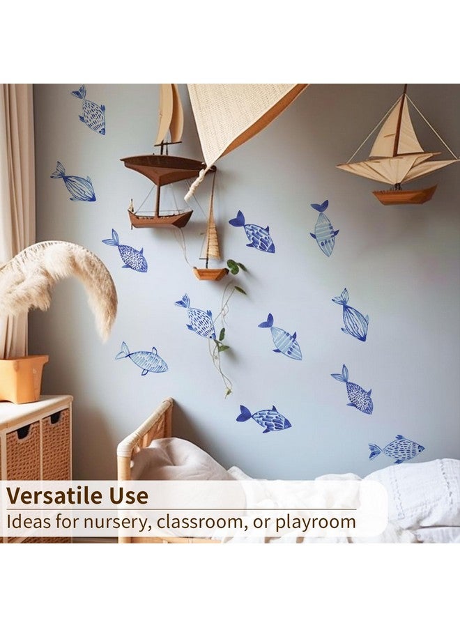 astrkiz Under The Sea Wall Decals Peel and Stick, Vinyl Ocean Fish Wall Stickers for Kids Bedroom Playroom Decals, Wall Art Sticker Decor for Nursery Classroom Bathroom, Blue Fish - Image 5
