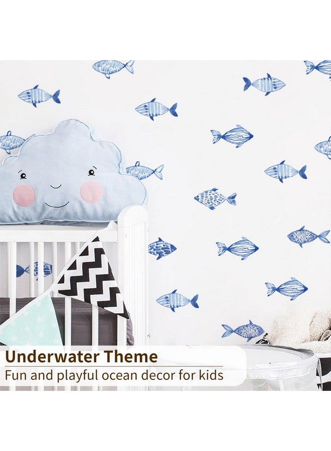 astrkiz Under The Sea Wall Decals Peel and Stick, Vinyl Ocean Fish Wall Stickers for Kids Bedroom Playroom Decals, Wall Art Sticker Decor for Nursery Classroom Bathroom, Blue Fish - Image 3