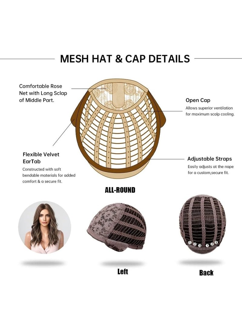 Brown Long Wavy Wig for Women,Highlight Middle Part Curly Wavy Wig,Shoulder Length Natural Looking Synthetic Heat Resistant Fiber Wig for Daily Party Use - Image 5