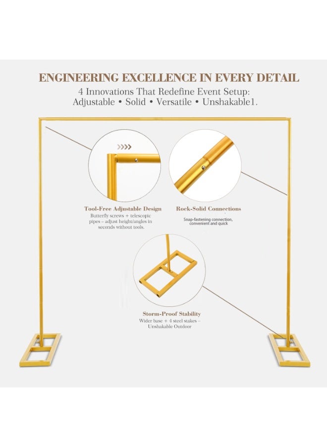 رات سو مجموعة قوس البالون، ديكور قوس معدني، حامل خلفية قوس الزفاف، إطار قوس داخلي خارجي، حامل ديكور حفلات ذهبي لاستقبال المواليد وأعياد الميلاد والذكرى السنوية والزفاف والتخرج، مقاس 2م × 2م باللون الذهبي - Image 3