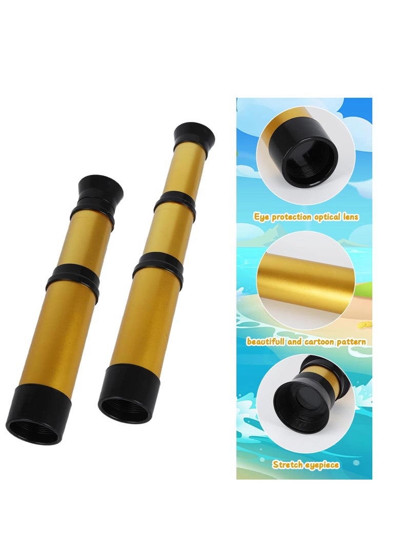 VADCRE Kids Monocular Pirate Telescope Toy, Portable Telescope with Retractable Design for Boys and Girls, Gold - Image 2