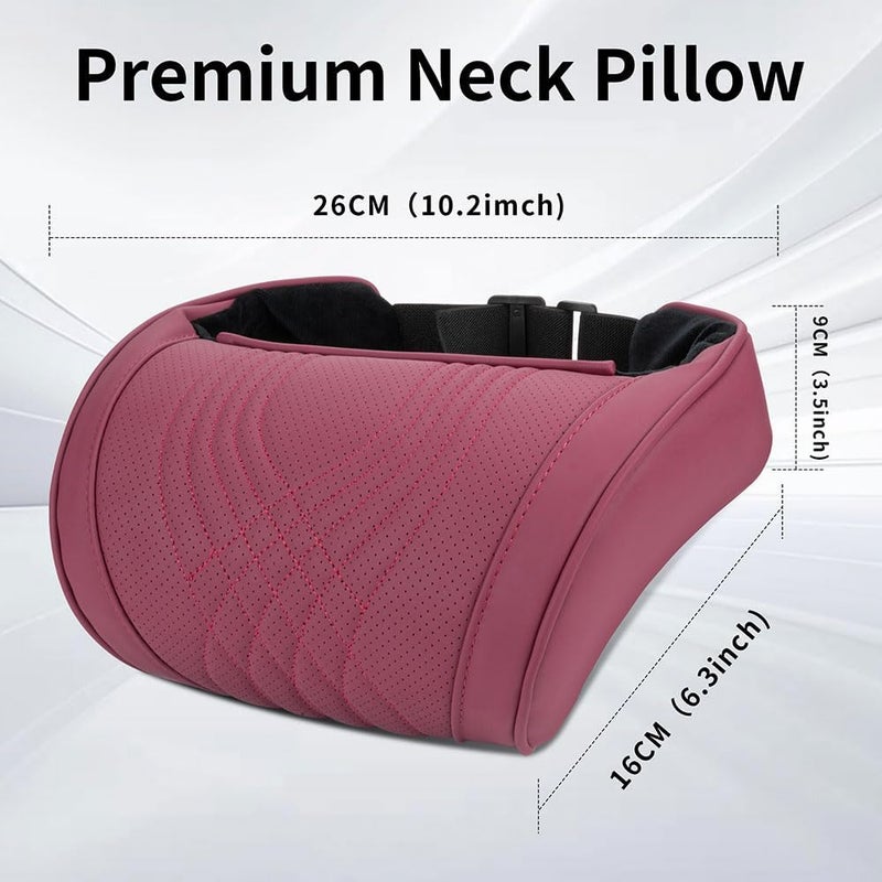 Dapucarin Car Headrest Memory Foam Neck Pillow - Red (2PC) - Image 4