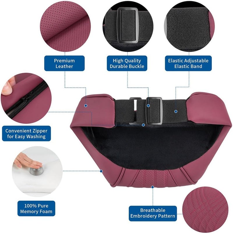 Dapucarin Car Headrest Memory Foam Neck Pillow - Red (2PC) - Image 5