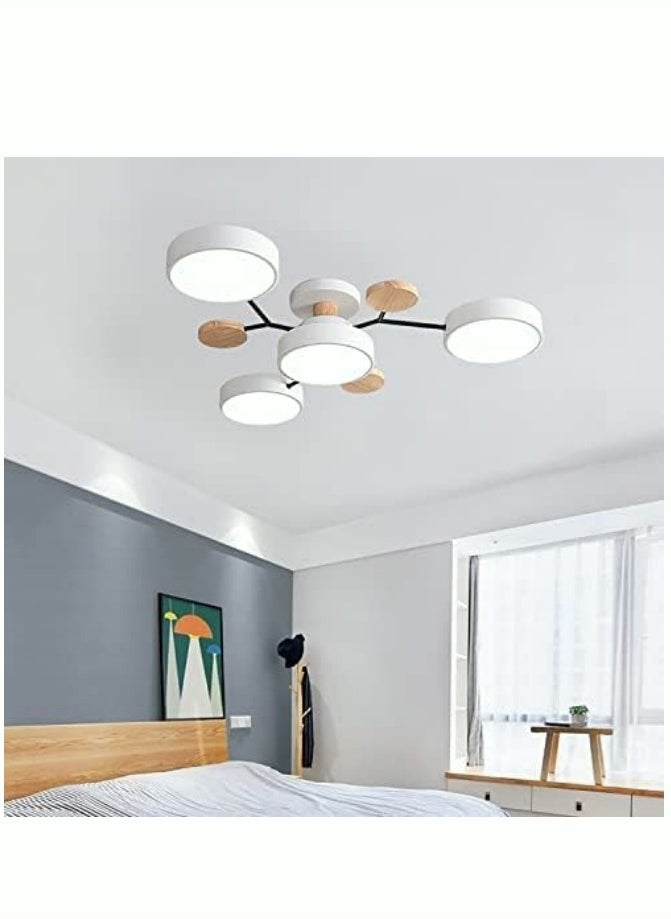 MIXDE LED Ceiling Light Fixture 26 Inch 4Lights Modern lighting Ceiling Lamp Flush Mount Wooden 32W Dimmable Chandelier for Living Room Bedroom Kitchen  - Image 1