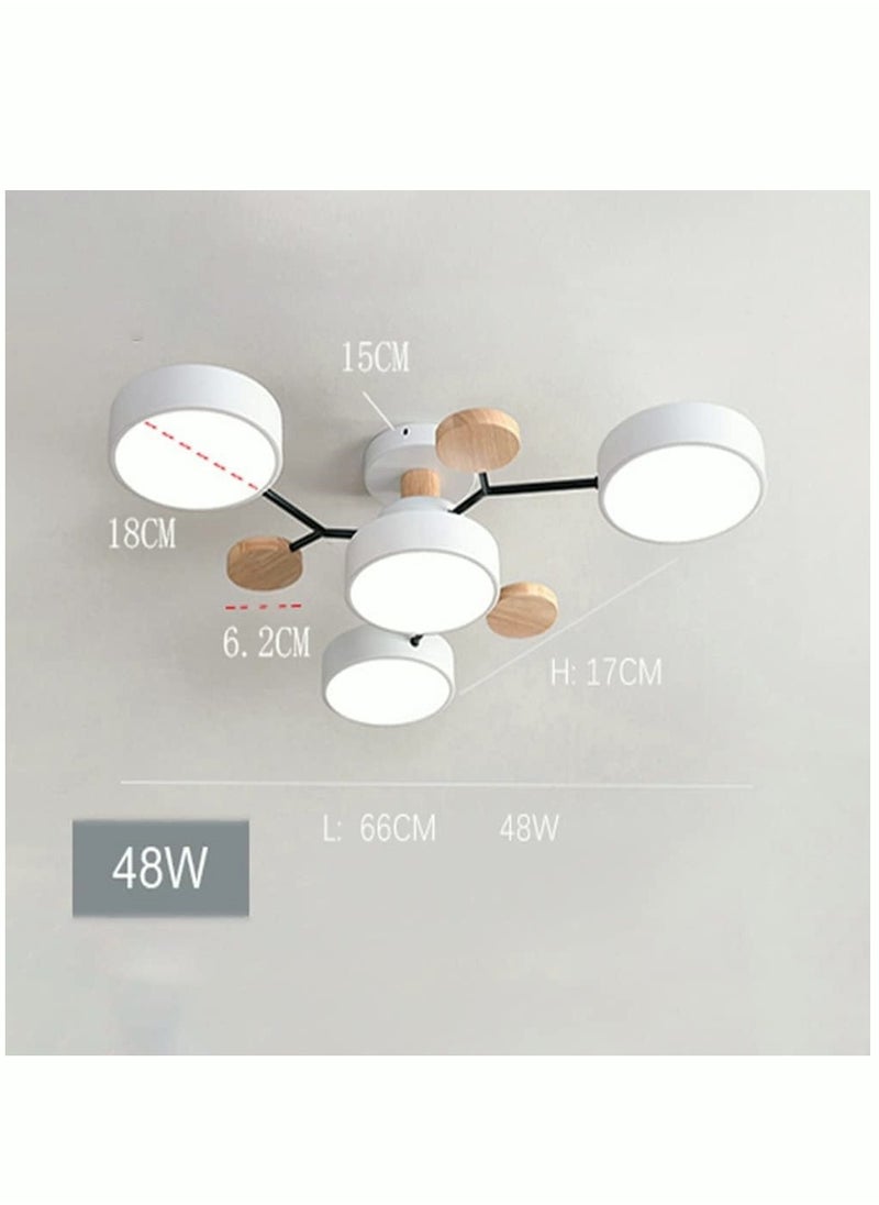 MIXDE LED Ceiling Light Fixture 26 Inch 4Lights Modern lighting Ceiling Lamp Flush Mount Wooden 32W Dimmable Chandelier for Living Room Bedroom Kitchen  - Image 2