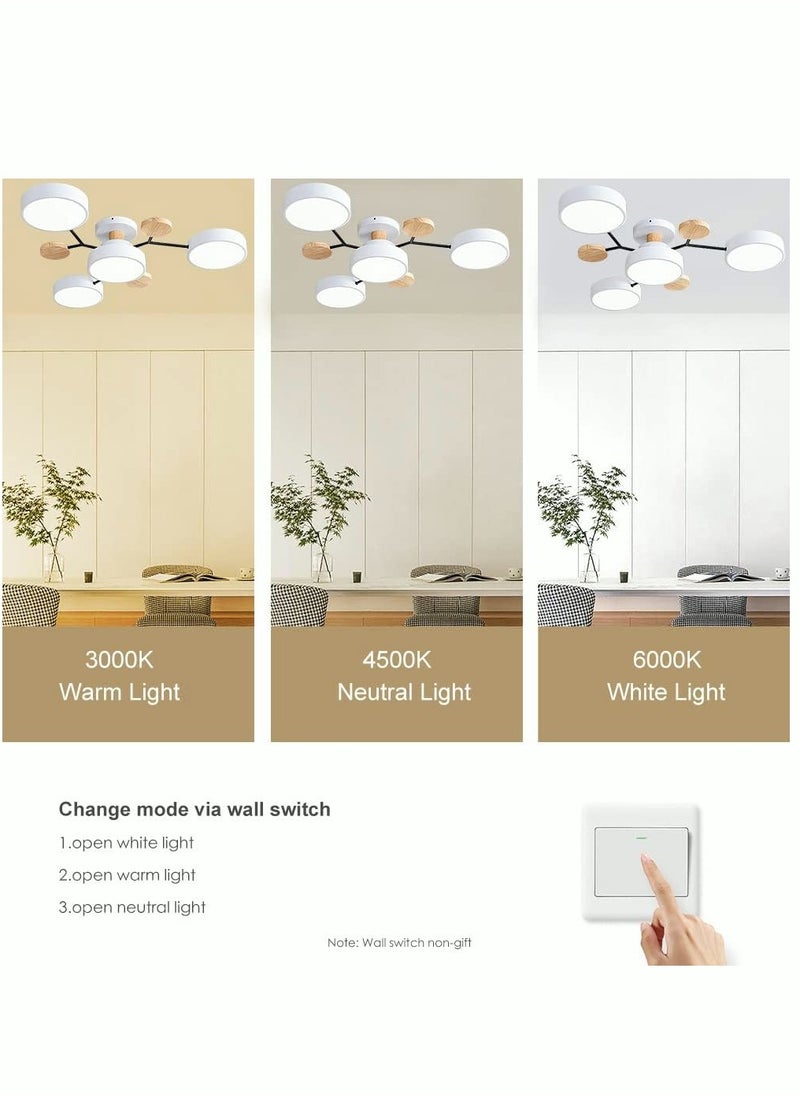 MIXDE LED Ceiling Light Fixture 26 Inch 4Lights Modern lighting Ceiling Lamp Flush Mount Wooden 32W Dimmable Chandelier for Living Room Bedroom Kitchen  - Image 5