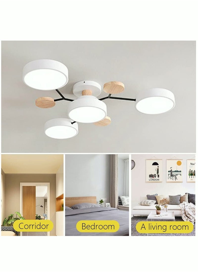 MIXDE LED Ceiling Light Fixture 26 Inch 4Lights Modern lighting Ceiling Lamp Flush Mount Wooden 32W Dimmable Chandelier for Living Room Bedroom Kitchen  - Image 3