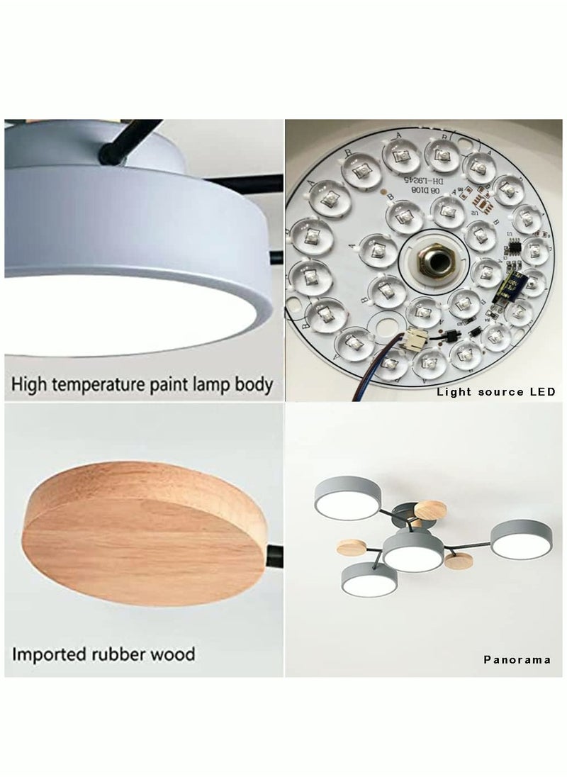 MIXDE LED Ceiling Light Fixture 26 Inch 4Lights Modern lighting Ceiling Lamp Flush Mount Wooden 32W Dimmable Chandelier for Living Room Bedroom Kitchen  - Image 4