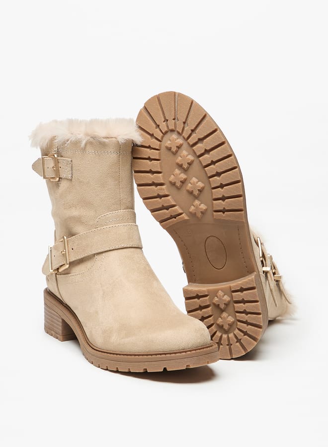 Lee Cooper Women's Solid High Shaft Boots with Faux Fur Detail  - Image 4