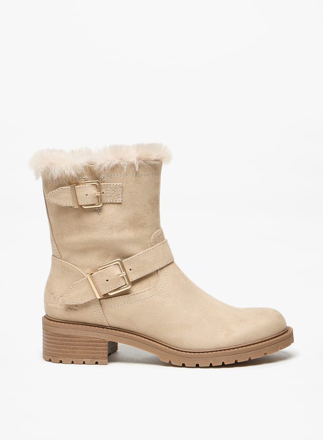 Lee Cooper Women's Solid High Shaft Boots with Faux Fur Detail  - Image 3