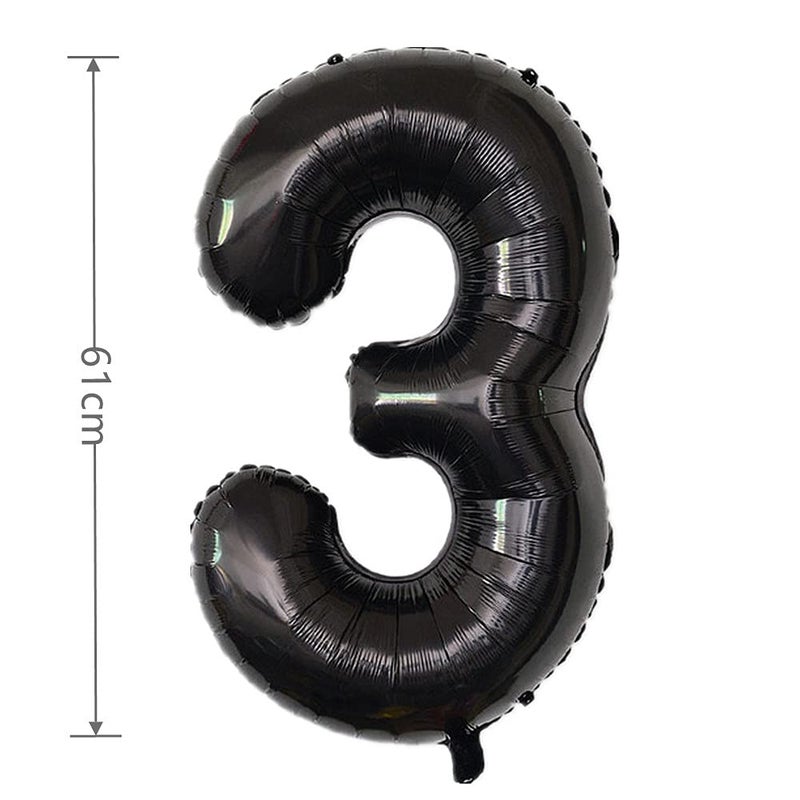YPSelected 32 Inch Large Foil Helium Number Balloon Birthday Wedding Party 0-9 (Black, 3) - Image 3