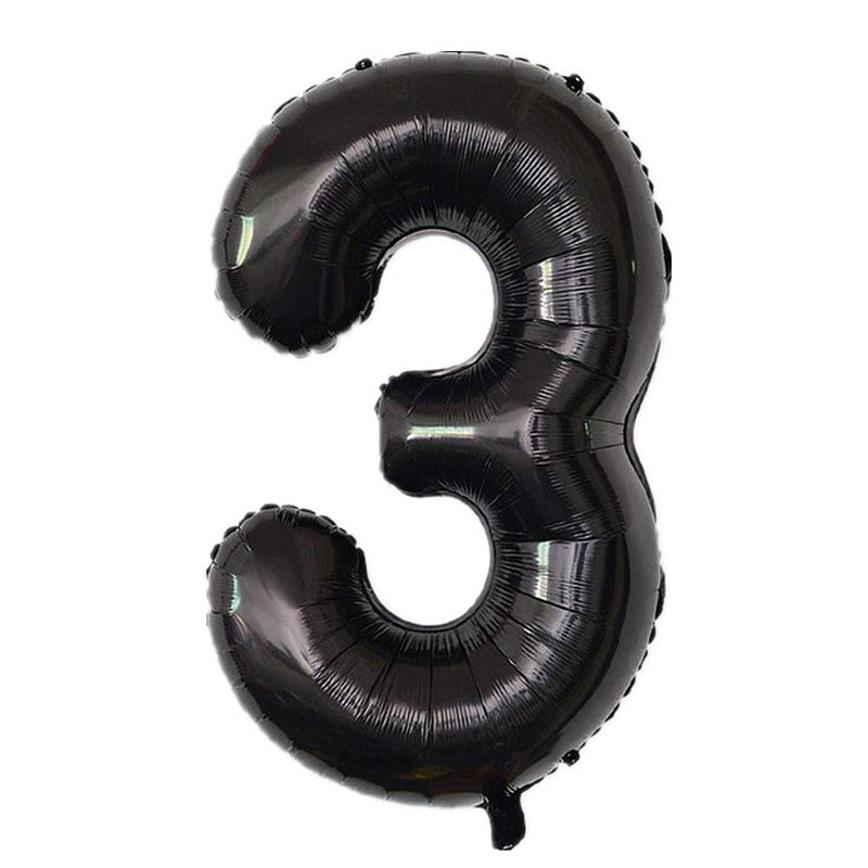 YPSelected 32 Inch Large Foil Helium Number Balloon Birthday Wedding Party 0-9 (Black, 3) - Image 2