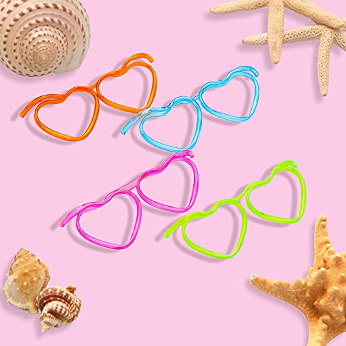 Gelme Nutri 8PCS Silly Straw Glasses, Reusable Fun Loop Drinking Straw Eye Glasses, Novelty Eyeglasses Straw for Party Annual Meeting Parties Birthday (4 Colors Heart) - Image 4