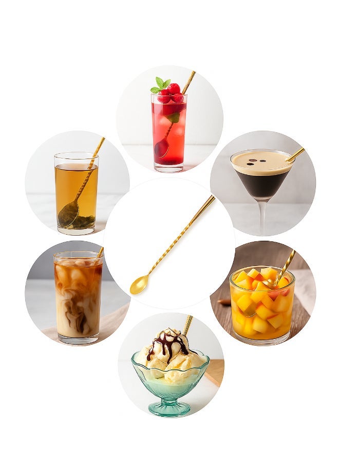 Noon East 2 Piece Stainless Steel Bartender Mixing Spoon Cocktail Gold Stirrer - Spiral Pattern Bar Spoon Stirring - Spoon with Long Handle - Image 4