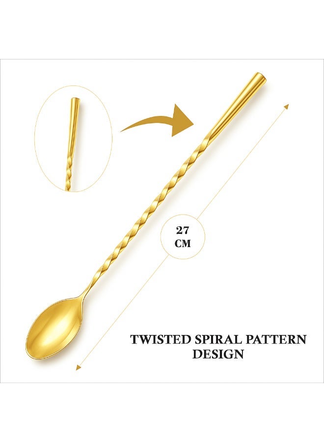 Noon East 2 Piece Stainless Steel Bartender Mixing Spoon Cocktail Gold Stirrer - Spiral Pattern Bar Spoon Stirring - Spoon with Long Handle - Image 5