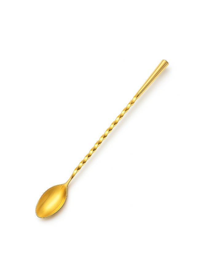 Noon East 2 Piece Stainless Steel Bartender Mixing Spoon Cocktail Gold Stirrer - Spiral Pattern Bar Spoon Stirring - Spoon with Long Handle - Image 2