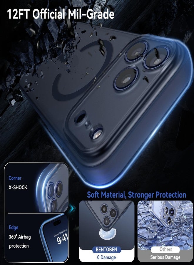 بنتوبين جراب BENTOBEN المغناطيسي لهاتف iPhone 17 Pro Max 2025 [متوافق مع Magsafe] [يغطي الكاميرا بالكامل] جراب هاتف شفاف غير لامع لهاتف iPhone 17 Pro Max، نحيف، مقاوم للصدمات، مناسب للرجال والنساء، لون أزرق داكن - Image 4