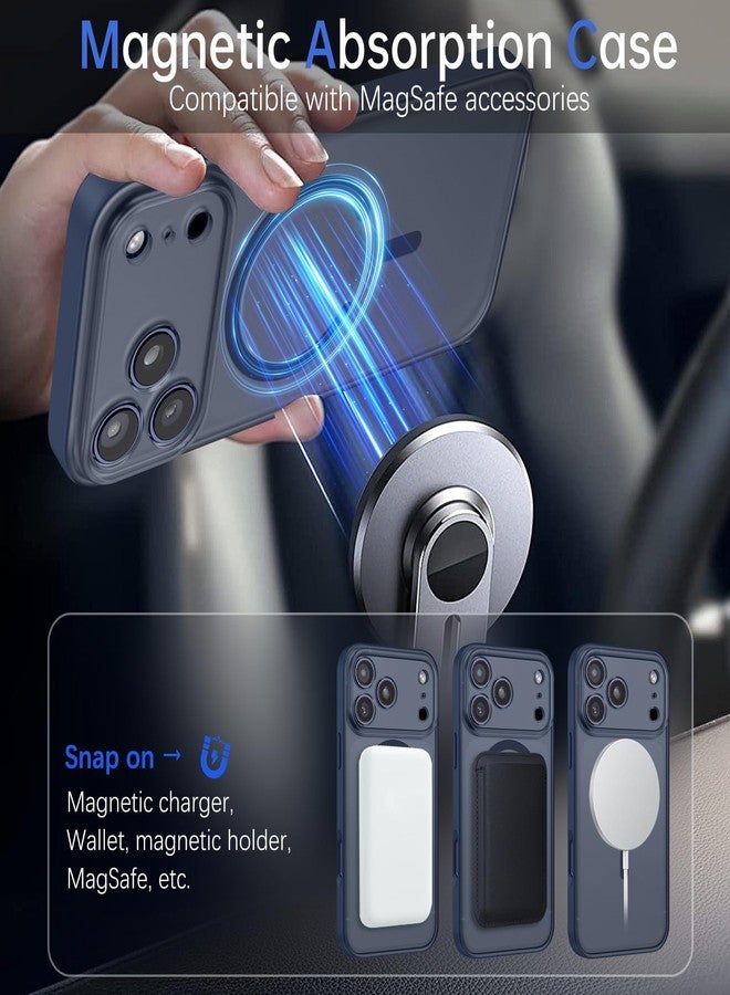 بنتوبين جراب BENTOBEN المغناطيسي لهاتف iPhone 17 Pro Max 2025 [متوافق مع Magsafe] [يغطي الكاميرا بالكامل] جراب هاتف شفاف غير لامع لهاتف iPhone 17 Pro Max، نحيف، مقاوم للصدمات، مناسب للرجال والنساء، لون أزرق داكن - Image 2