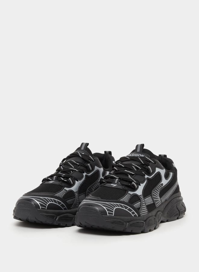 Styli Metallic Graphic Chunky Sole Lace Up Sneaker  - Image 2