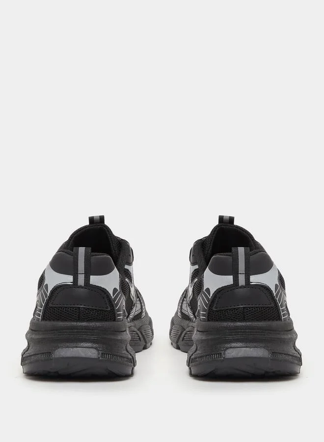Styli Metallic Graphic Chunky Sole Lace Up Sneaker