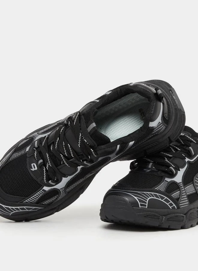Styli Metallic Graphic Chunky Sole Lace Up Sneaker