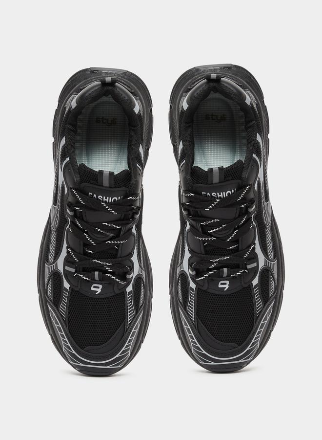Styli Metallic Graphic Chunky Sole Lace Up Sneaker  - Image 5