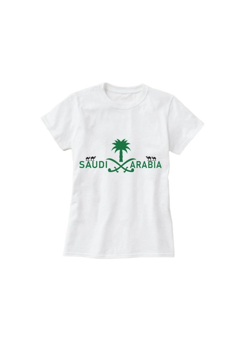 Saudi Arabia National Day Women's T-Shirt – Short Sleeve Round Neck Soft Cotton Tshirt - Perfect For Celebrating Saudi National Day, Events - Image 3